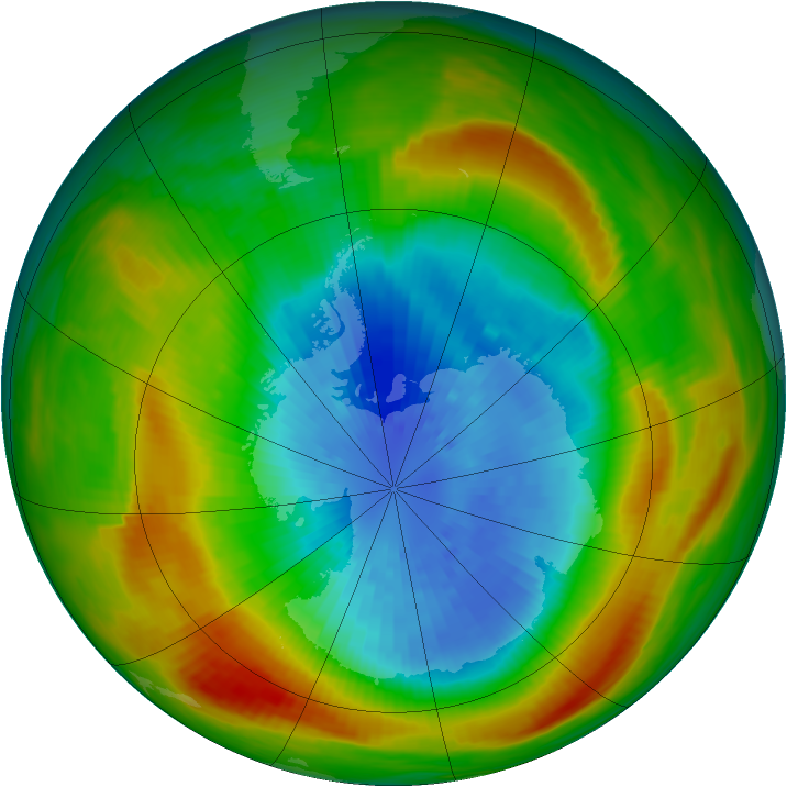 Antarctic ozone map for 22 September 1980